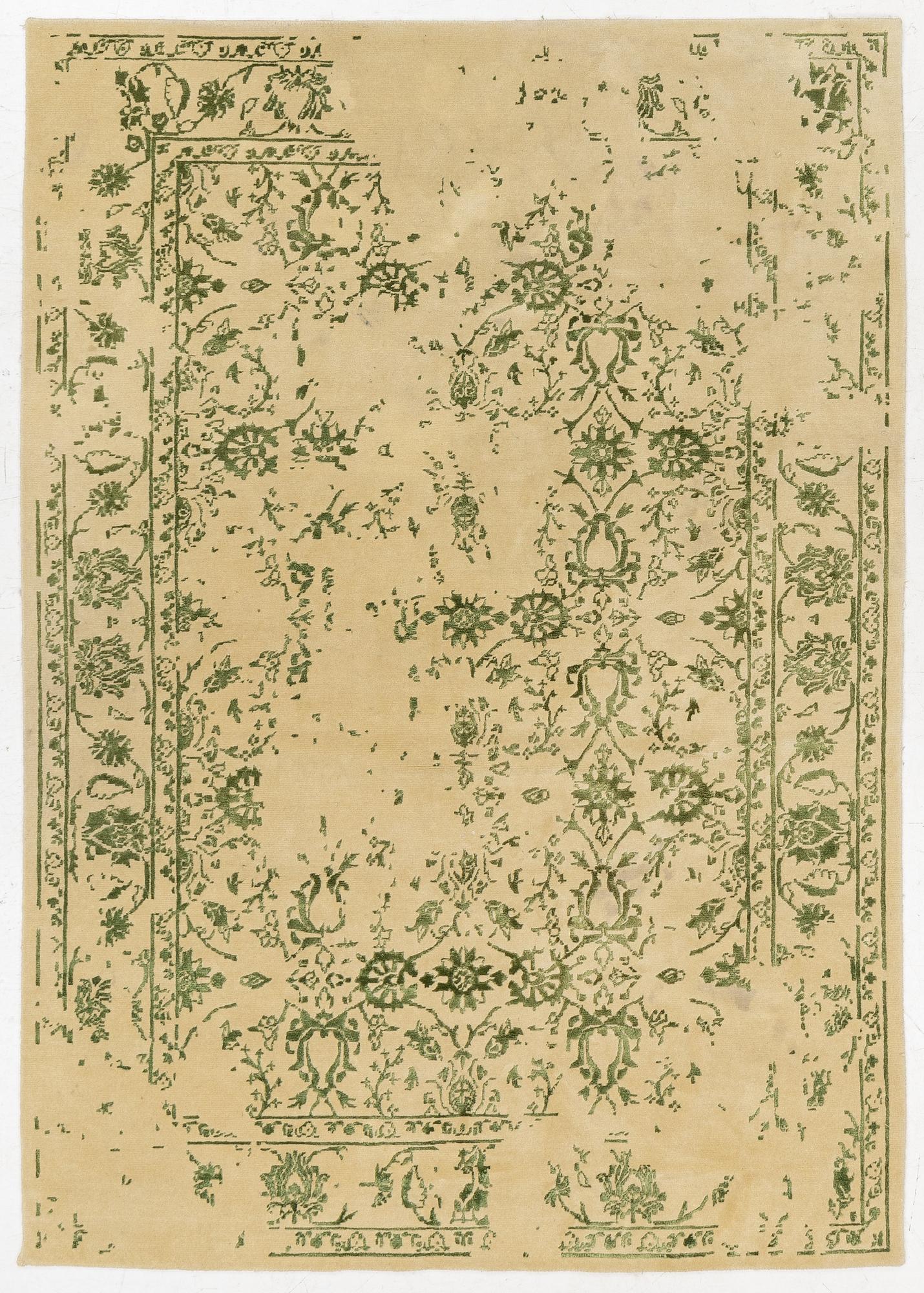 Rug, India, wool and silk with bamboo, approx. 230 x 173 cm.
