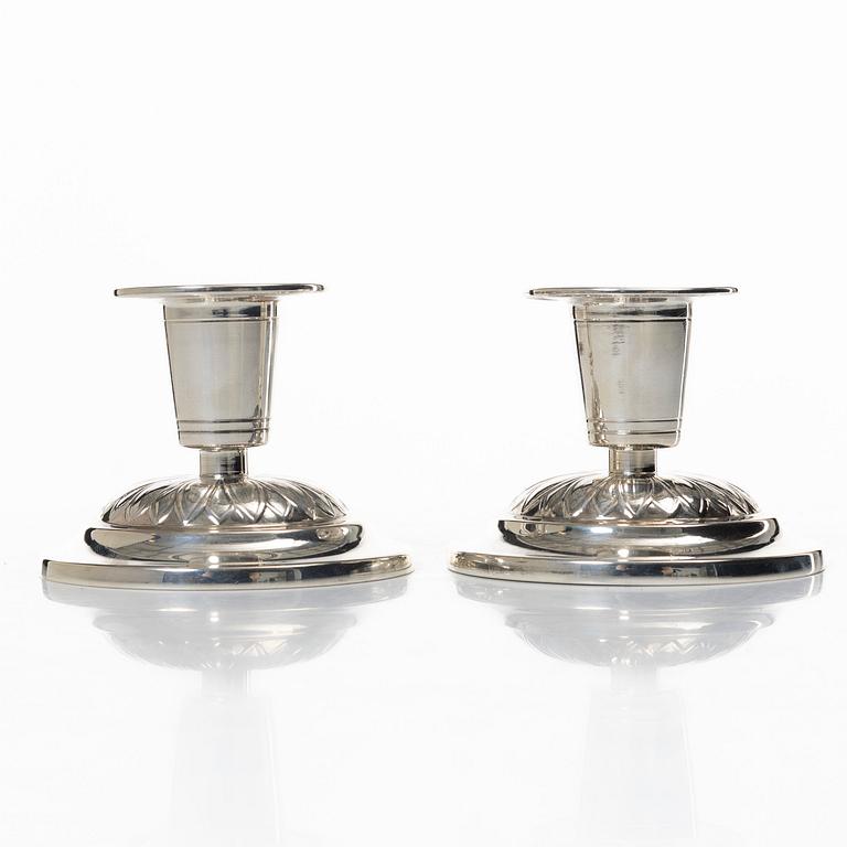 W.A. Bolin, ljusstakar, ett par, silver, Stockholm, 1947.