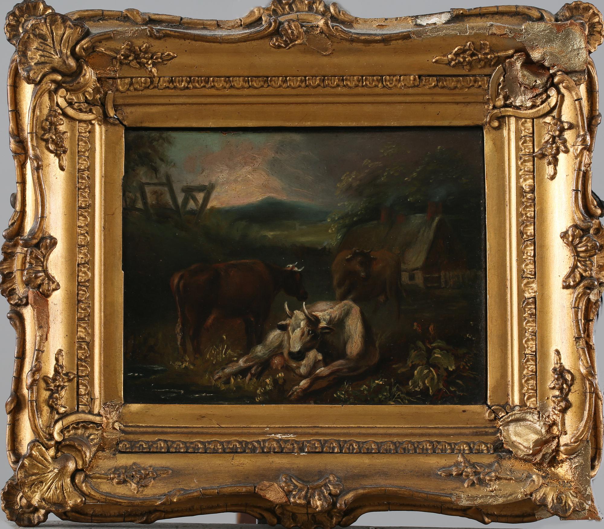 OKÄND KONSTNÄR, olja på pannå, osignerad, 1800-tal.