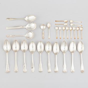 Cutlery, 27 pieces, silver, 18th-19th Century, mostly Sweden.
