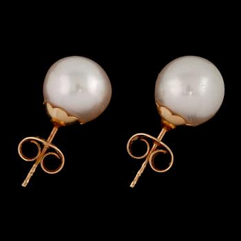 ÖRHÄNGEN, ett par, 18k guld med odlade pärlor, 1900/2000-tal.