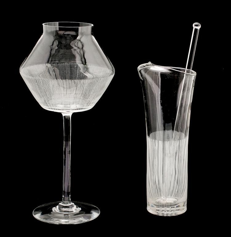 BRINGARE OCH SKÅL, glas, sannolikt Bengt Orup, Johansfors, 1900-talets mitt.