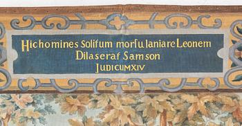 Wall mounted Painting, Samson and the Lion, approx. 251 x 220 cm.