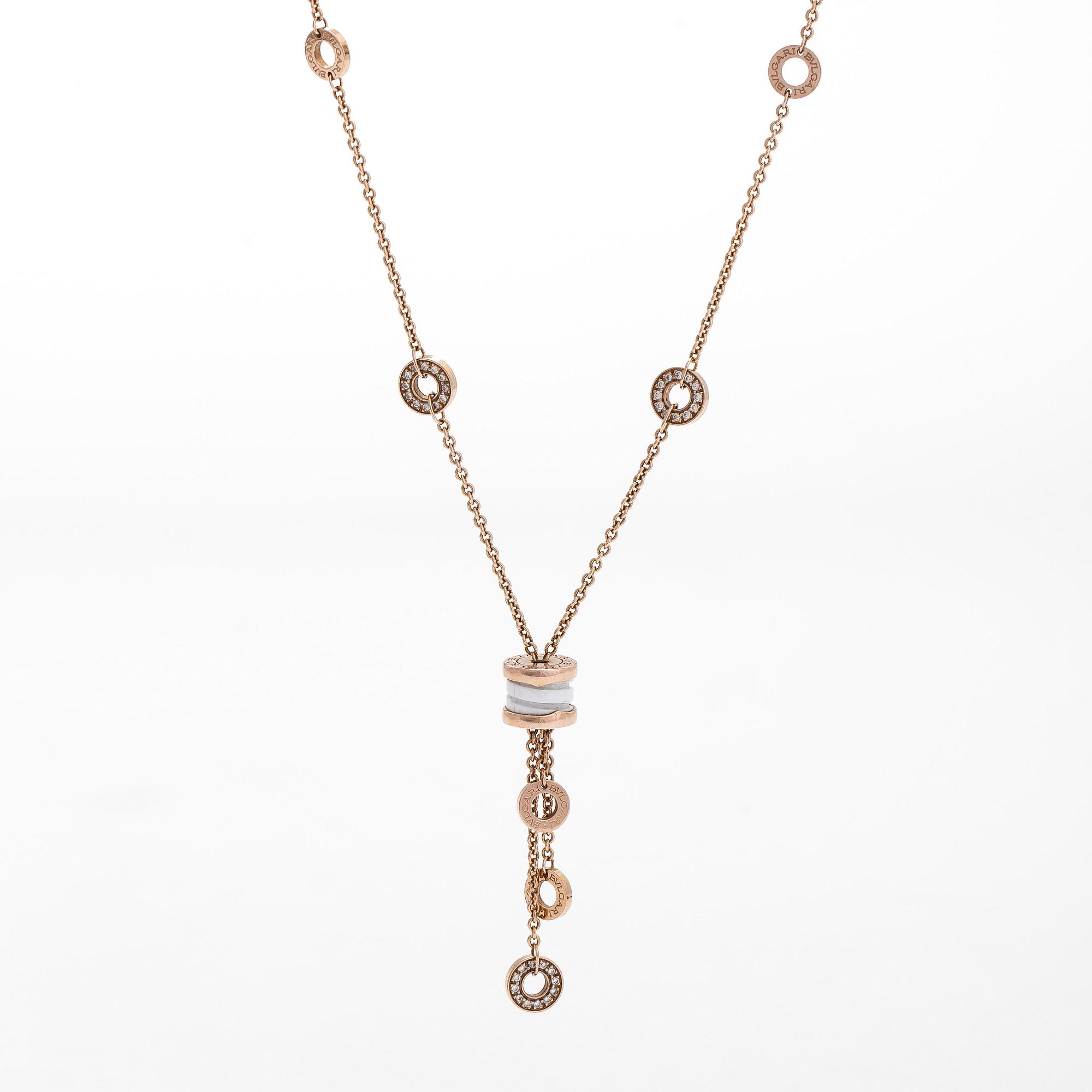 Bulgari, collier, "B.zero1", 18K guld, keramik och diamanter.