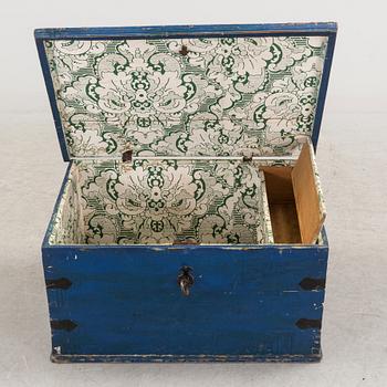 A painted pine chest, 19th Century.