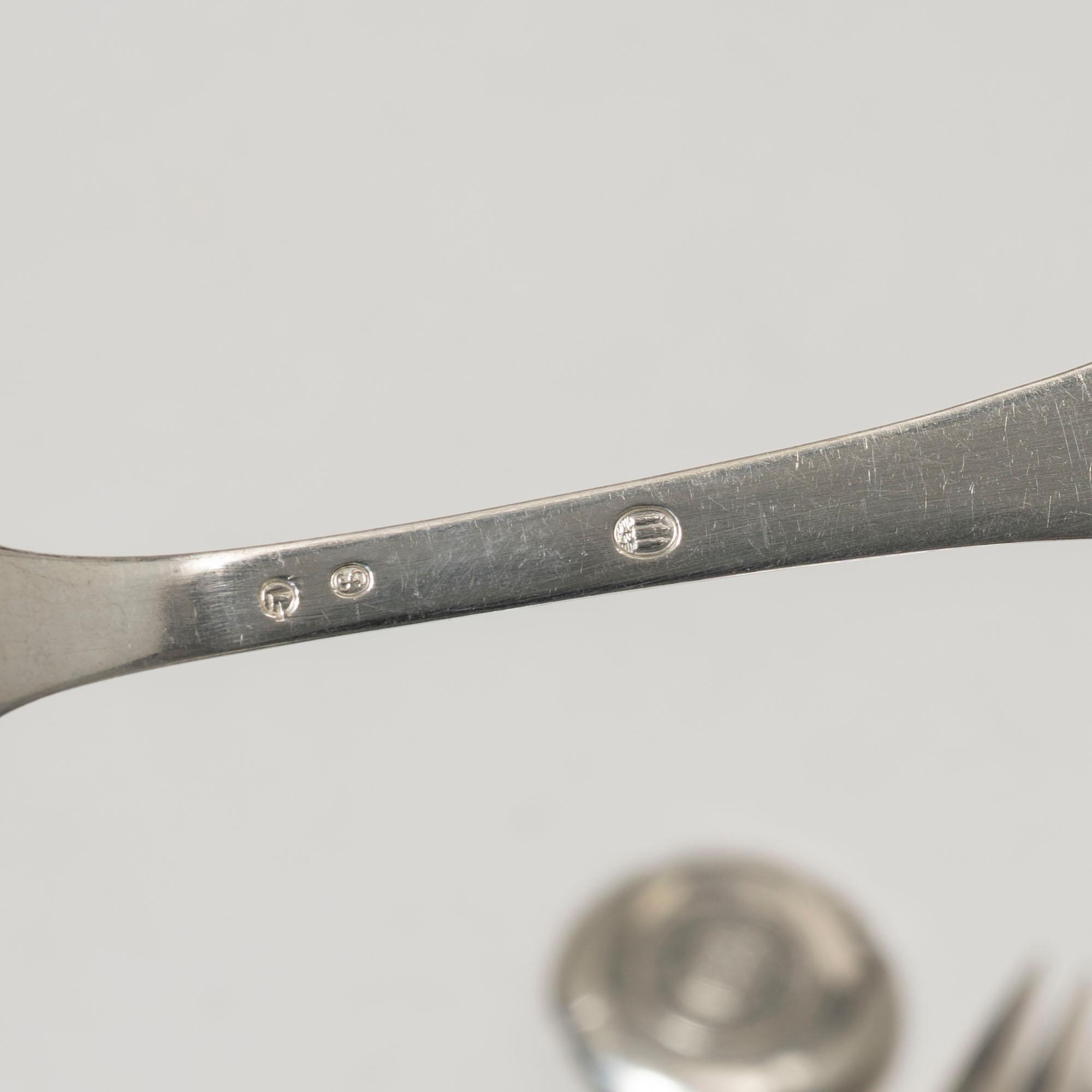 A Danish silver cutlery, model 'Christiansborg', early 20th century (40 pieces).