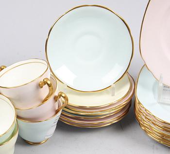 KAFFE- SAMT TESERVIS, 27 delar, porslin, Frentham, England, 1900-tal.