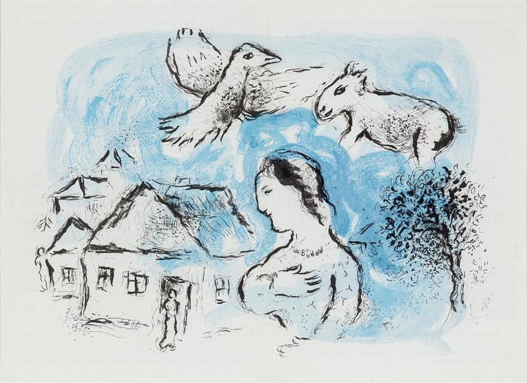 MARC CHAGALL, liärglitografi, ur Derrière le Miroir nr 225, 1977, ref Mourlot nr 917.