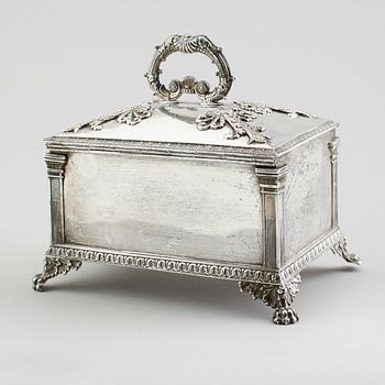 A Swedish 19th century silver sugar-casket, marks of Adolf Zethelius, Stockholm 1828.