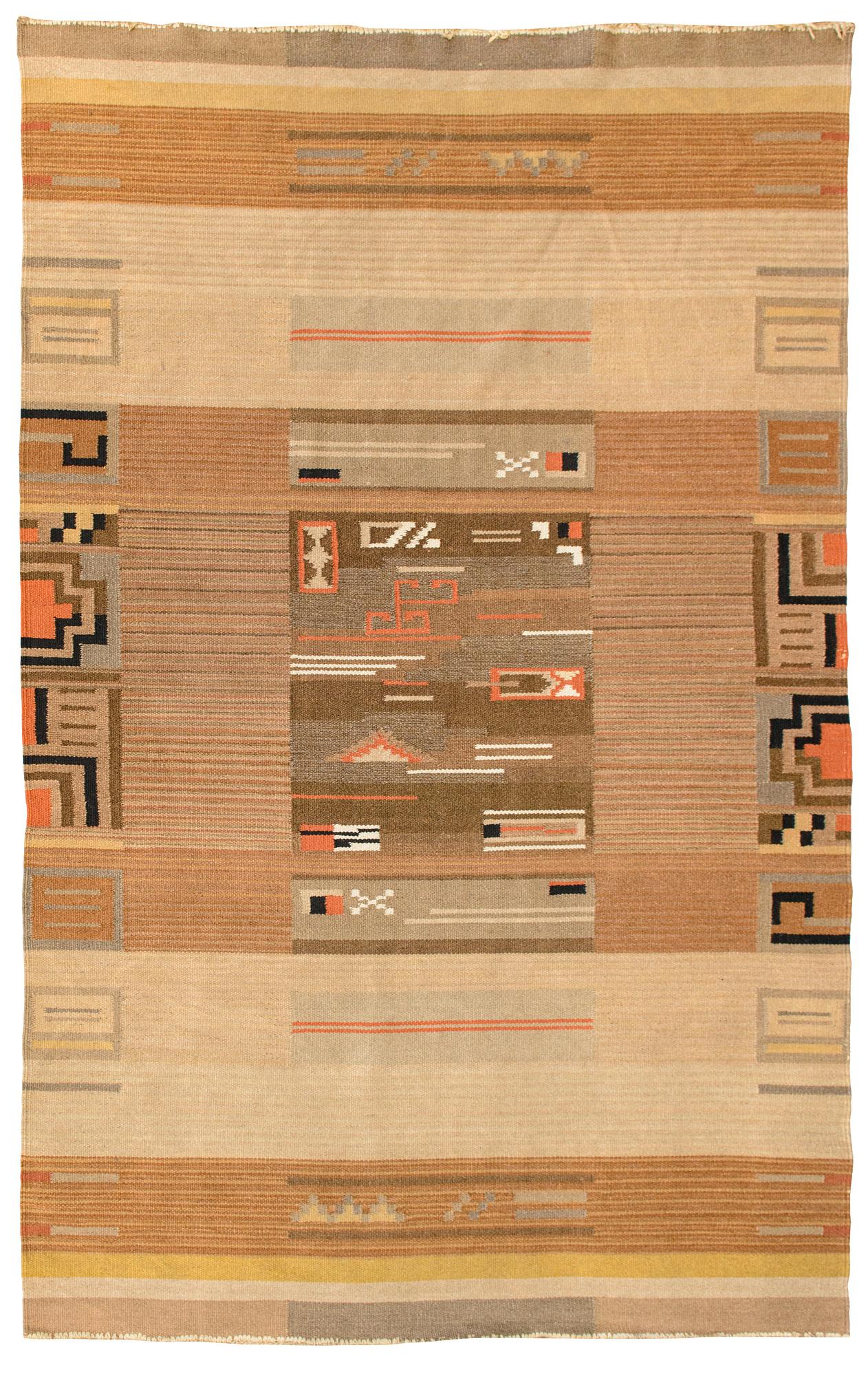 Impi Sotavalta, tillskriven, hårgarnsmatta, Kodiksamin Mattokutomo.1930-tal. Ca 295x190  cm.