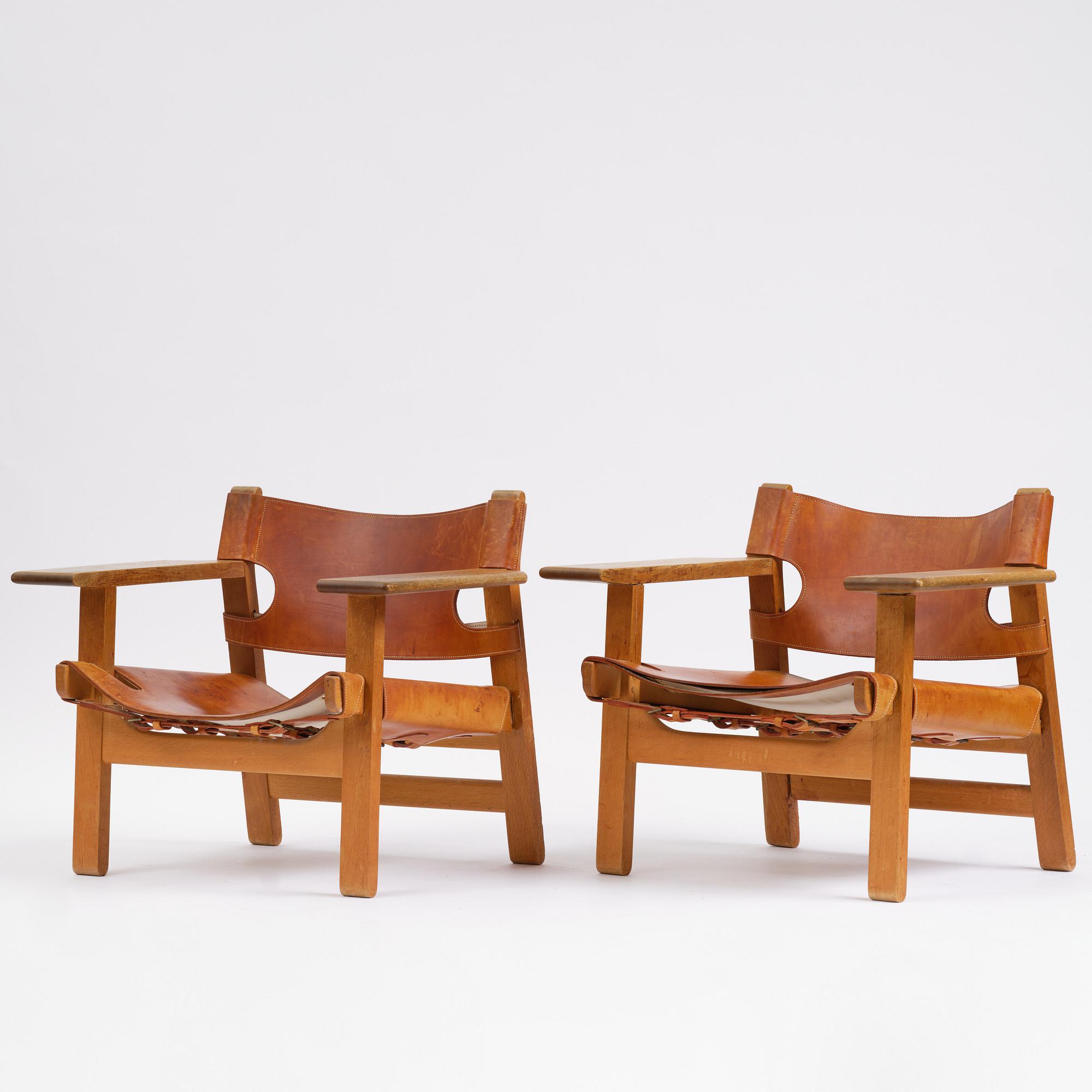 Børge Mogensen, a pair of armchairs, "The Spanish Chair", model 226, Fredericia Stolefabrik, Denmark 1960s.