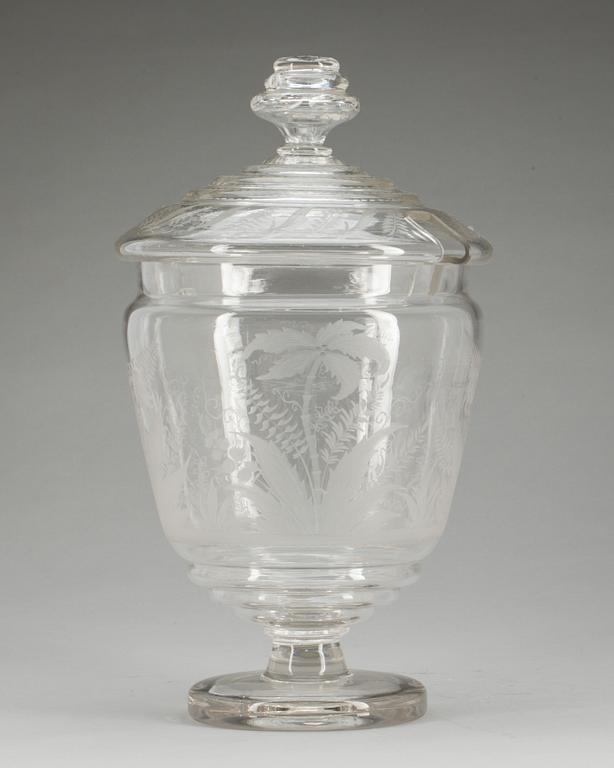 BÅLSKÅL MED LOCK, glas, 1900-talets första hälft.