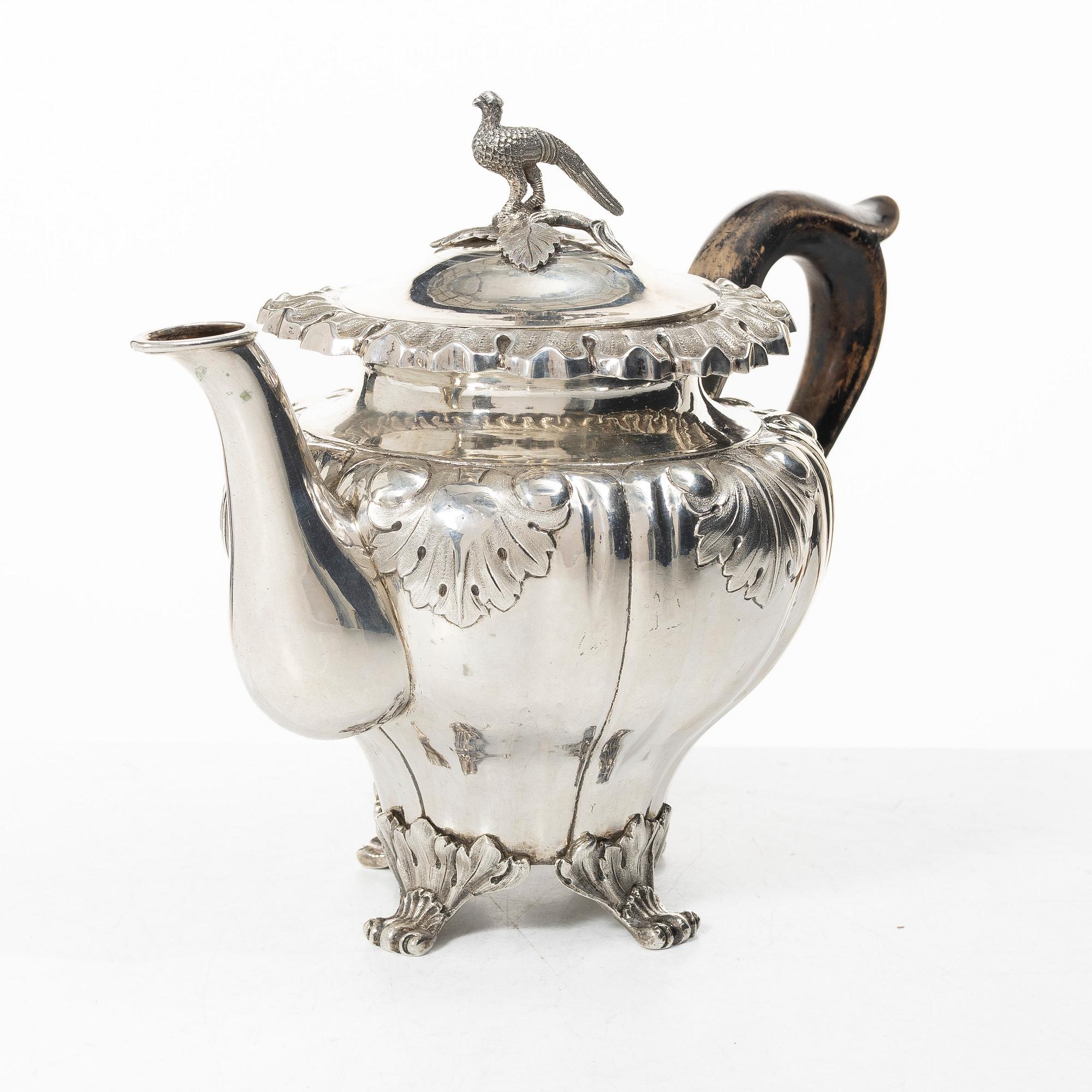 CF Hultbom, coffee pot, silver, Stockholm 1842.