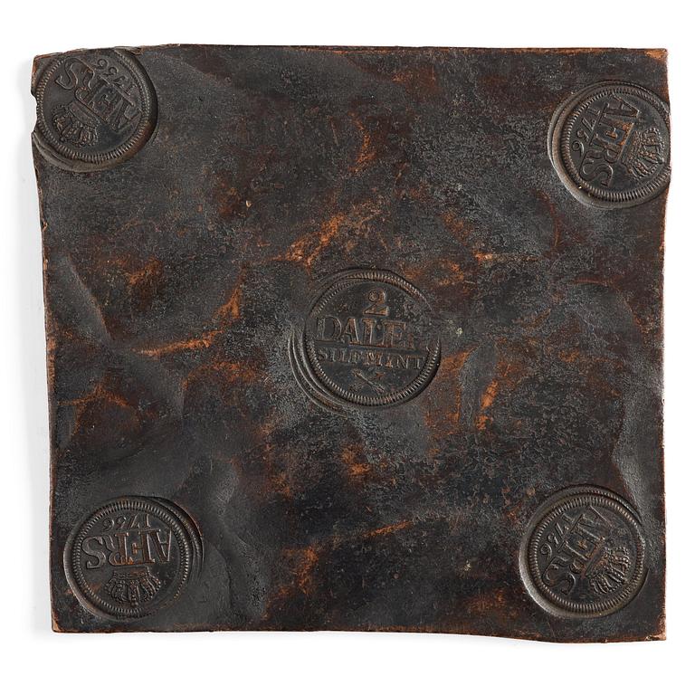 A Swedish copper plate, 2 Daler Silvermynt, Adolf Fredrik, 1756.