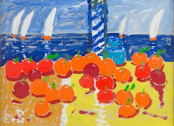 Eero von Boehm, Still life with fruit by the sea.