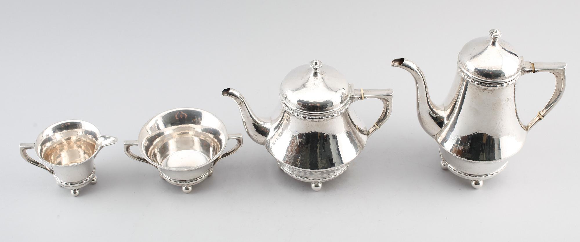 KAFFESERVIS, 4 delar, silver, K Anderson, Stockholm 1918. Vikt ca 1741 gram.