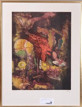 ROBERTO MATTA, färgetsning, sign o numr 77/100.