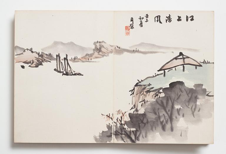 Album med akvareller av olika konstnärer, Japan, sen Meiji/tidig Taisho period.