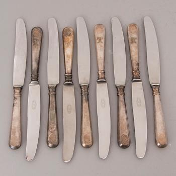 A 48-pcs set of cutlery in silver and nickel silver with seashell decoration, Finnish hallmarks 1923-1955.