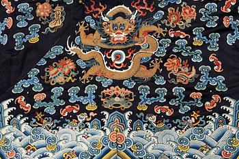 A midnight blue silk 'Chao Pao'/ceremonial robe, Qing dynasty, 1850's.