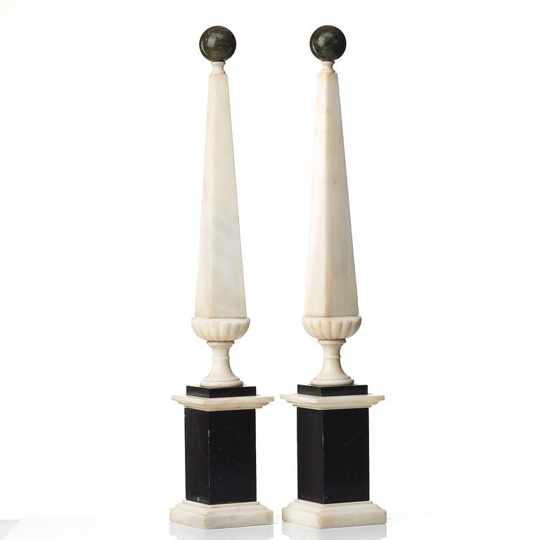 A pair of 19 th Century presumably Italien obelisks.