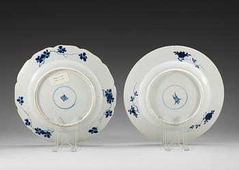 A set of eight odd blue and white dishes, Qing dynasty, Kangxi (1662-1722).