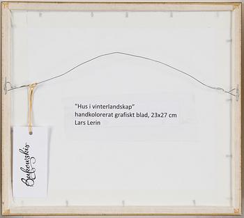 Lars Lerin, wood cut with hand colouring, 2008, signerad Lars Lerin et.