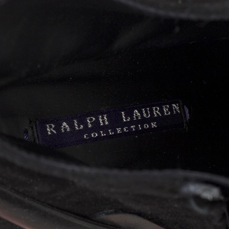 Black suede bootie by Ralph Lauren.