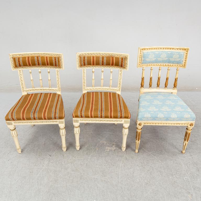 Chairs 1+2, one late gustavian, two 19th century.