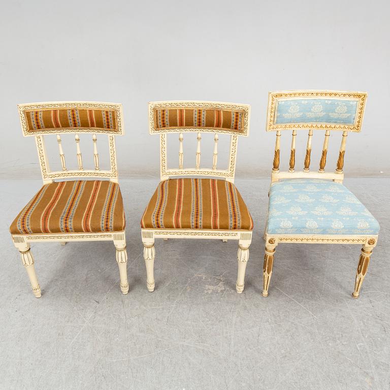 Chairs 1+2, one late gustavian, two 19th century.