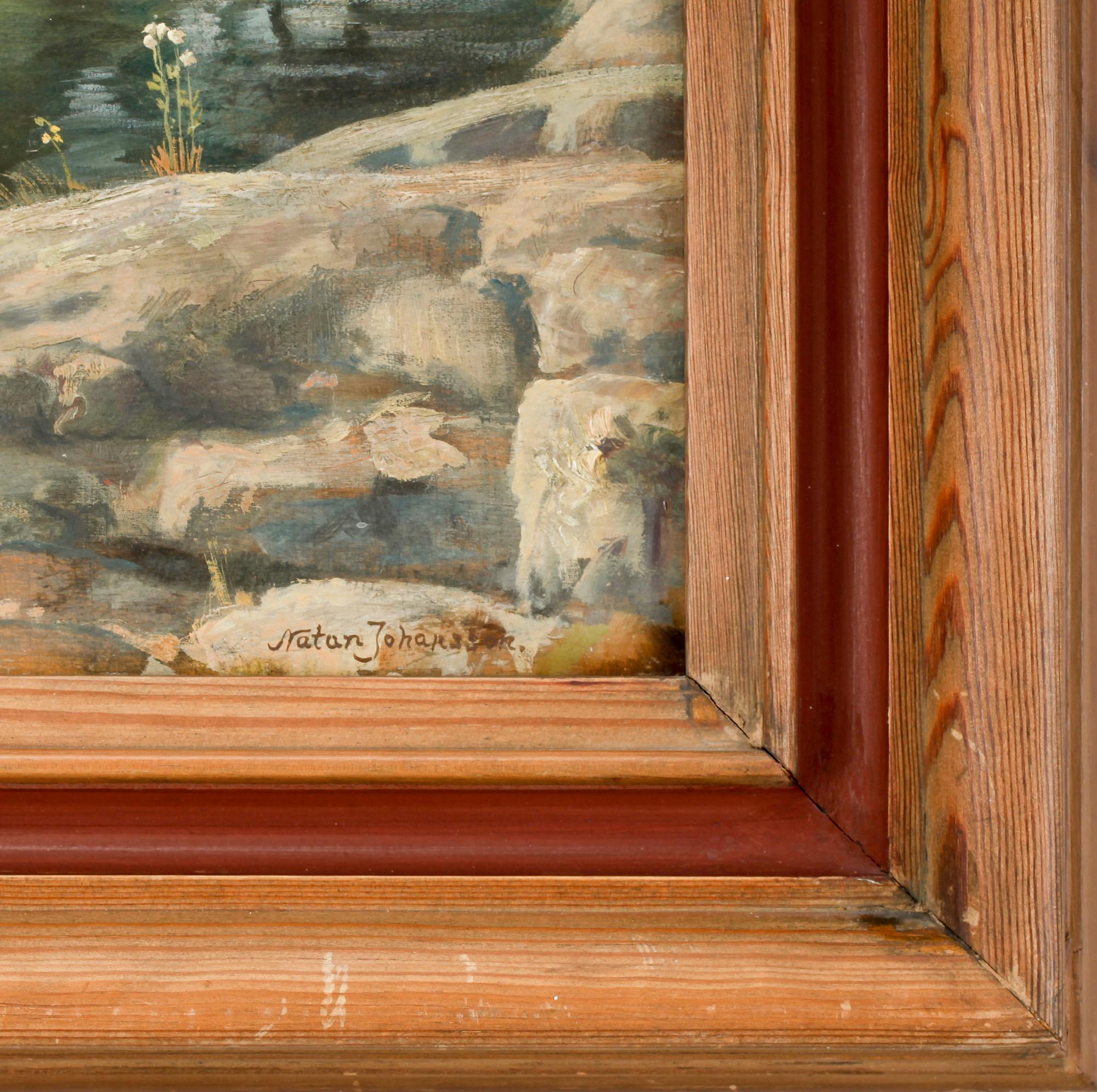 NATAN JOHANSSON, olja på pannå. Sign.
