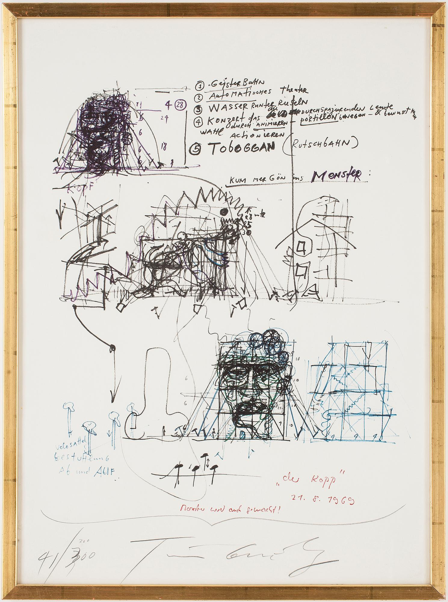 JEAN TINGUELY, färglitografi, signerad och numrerad 41/300.