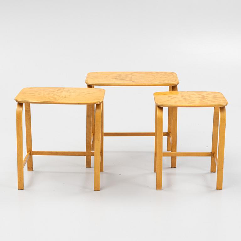 Axel Larsson, a 3-piece Swedish Modern nesting table, SMF (Svenska Möbelfabrikerna Bodafors), 1930's/40's.