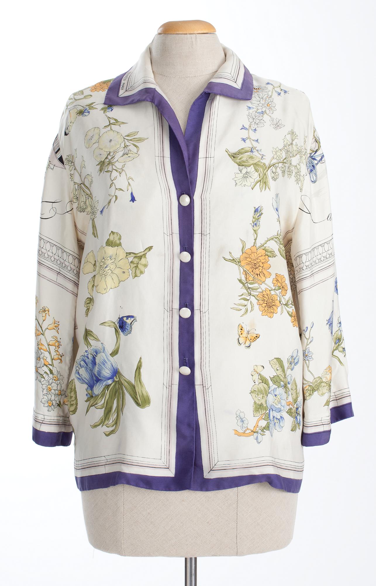 A Hermès silk blouse, "Quai aux fleurs".