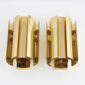 A pair of brass wall lights, Falkenbergs belysning, 1970's.