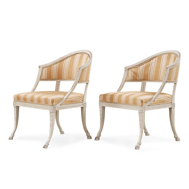 A pair of late Gustavian armchairs by Ephraim Ståhl, master 1794.