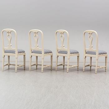 Four Swedish Gustavian style 'Hallunda' dining chairs from IKEA's 18th century collection.