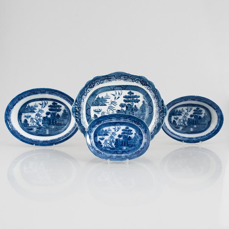 Matservis, flintgods, "Davenport Willow", Booths, England, tidigt 1900-tal.