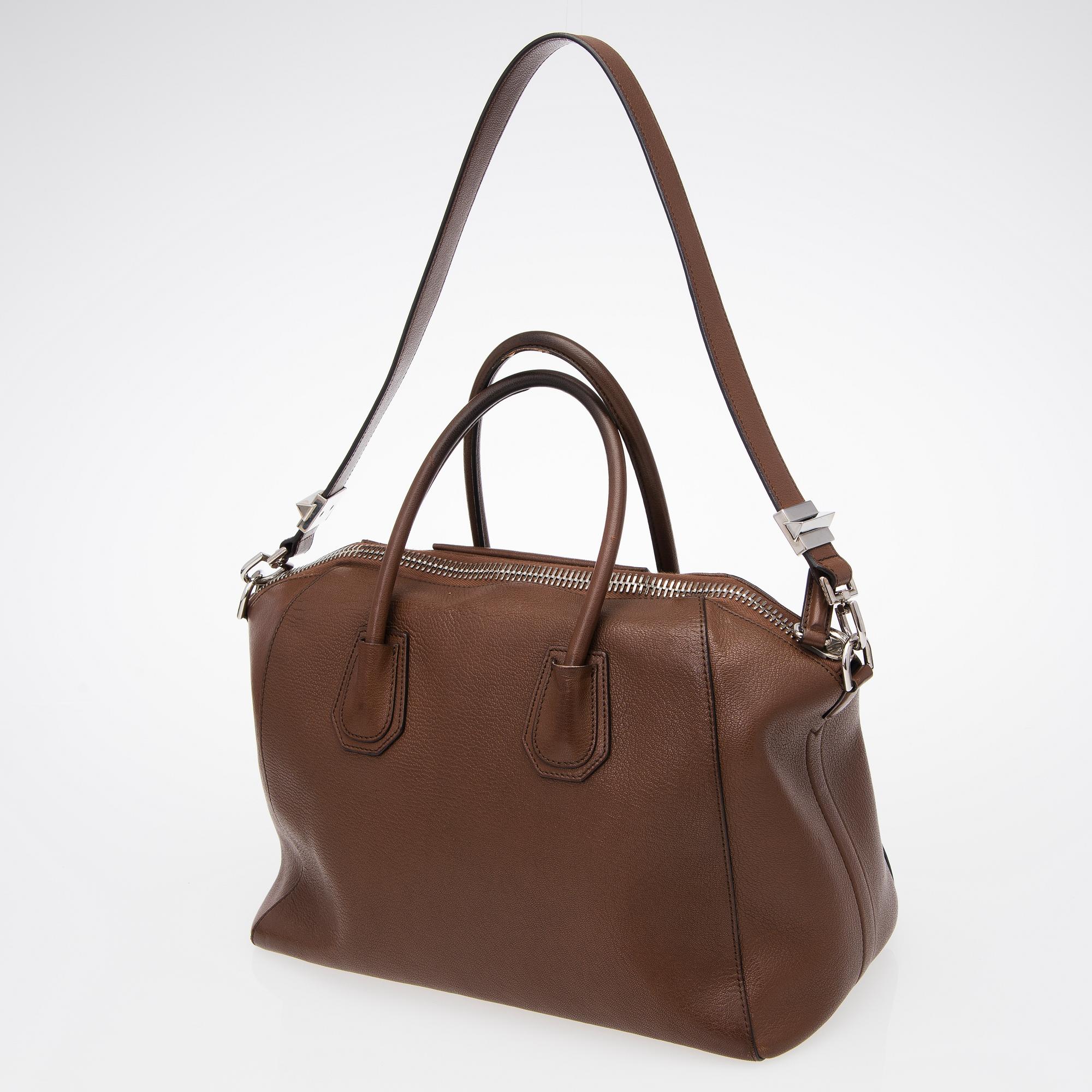 Givenchy Brown Leather Medium Antigona Bag.