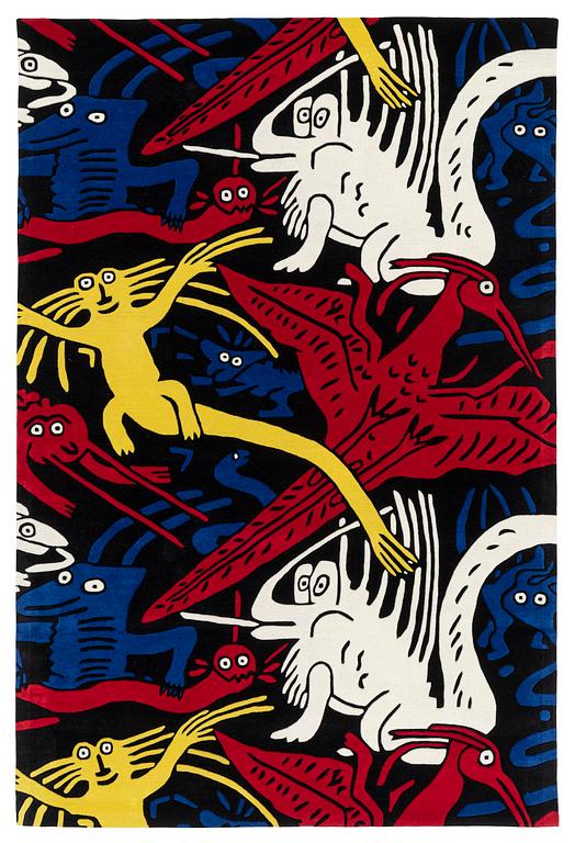 Carl Johan De Geer, matta, "Monster, Mondrian", handtuftad, ca 300 x 200 cm, signerad o numrerad.