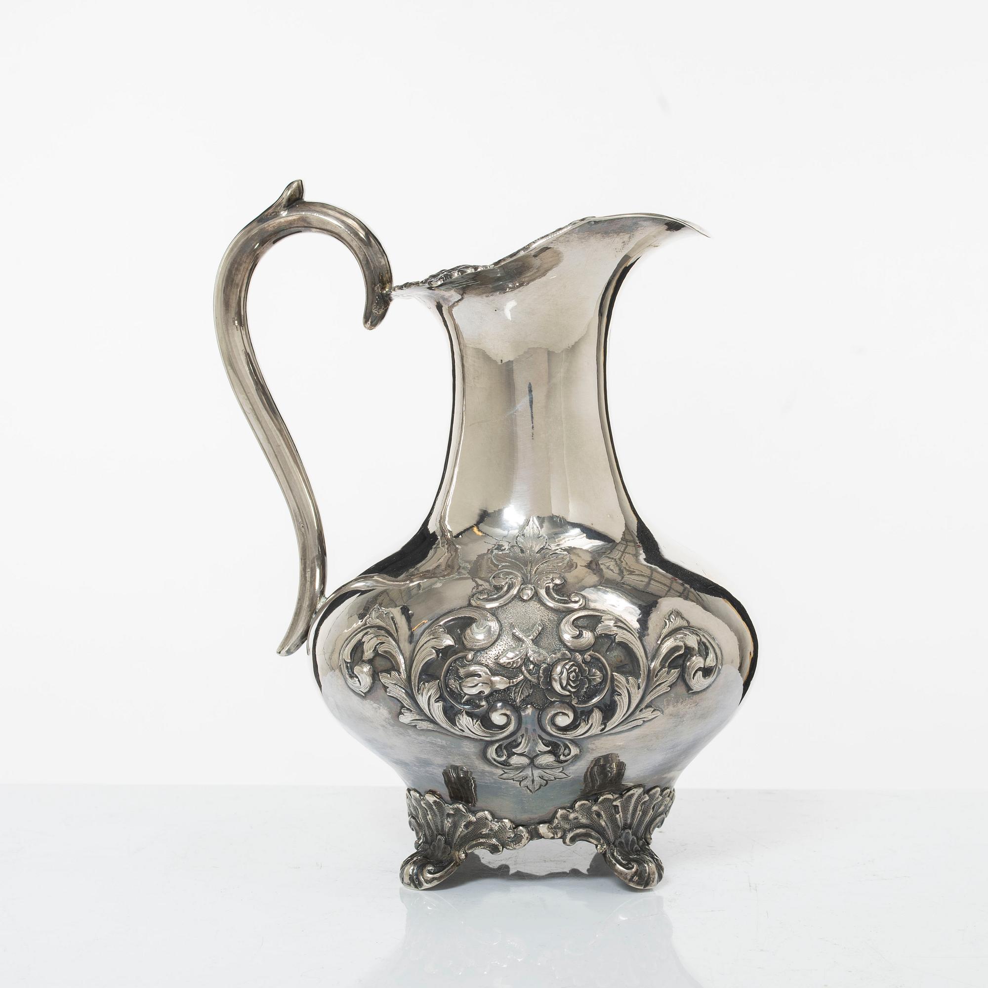 Jug, neo-Rococo, silver, Johan Teodor Palmgren Norrköping  1869.
