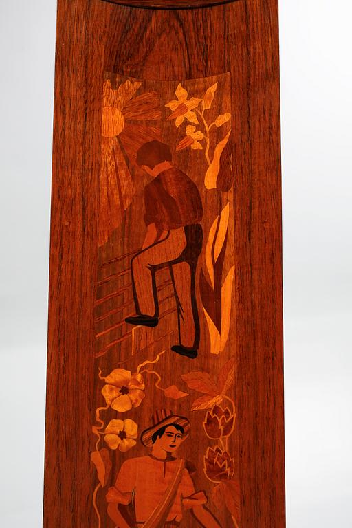 A 1940s grandfather clock, probebly by Birger Ekman for Mjölby Intarsia.