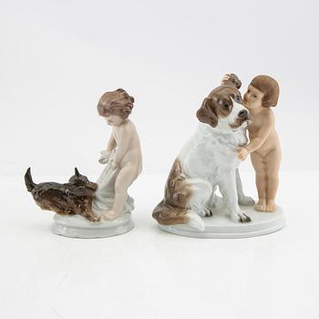 MH Fritz/ G Oppel figurines 5 pcs Rosenthal Germany mid-20th century porcelain.