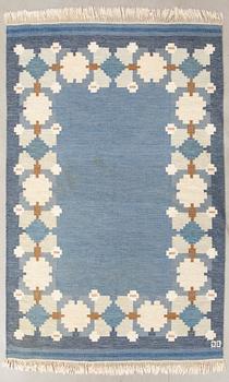 Flat weave rug signed GG (Gitt Grännsjö-Carlsson), approx. 290x201 cm.