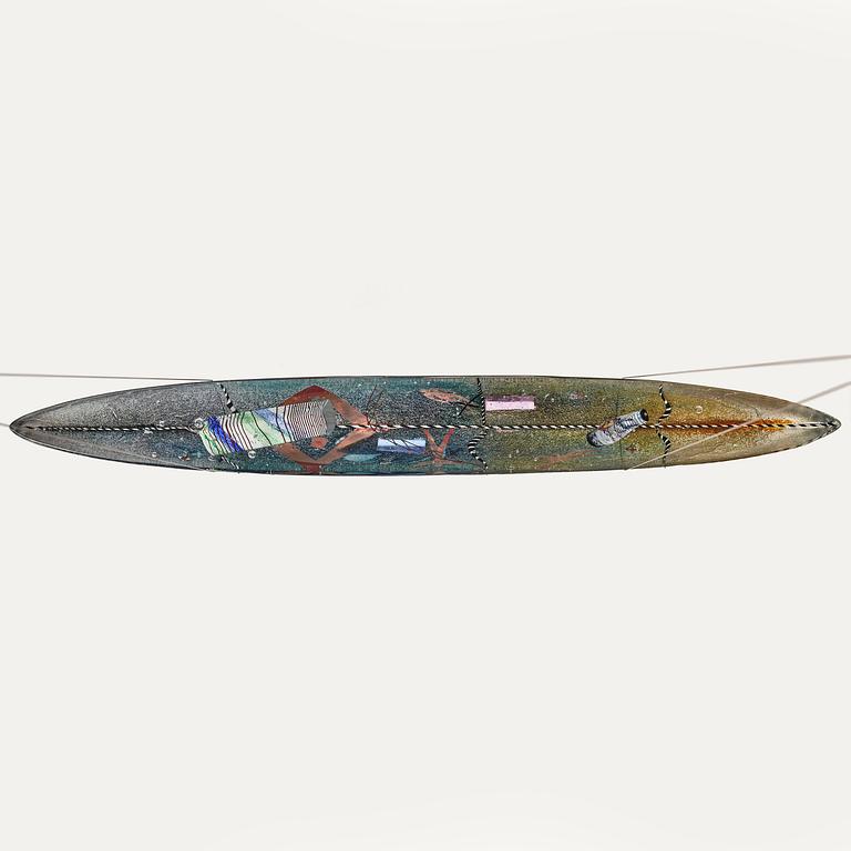 Bertil Vallien, a sand cast glass sculpture of a boat, Kosta Boda, Sweden 1991.
