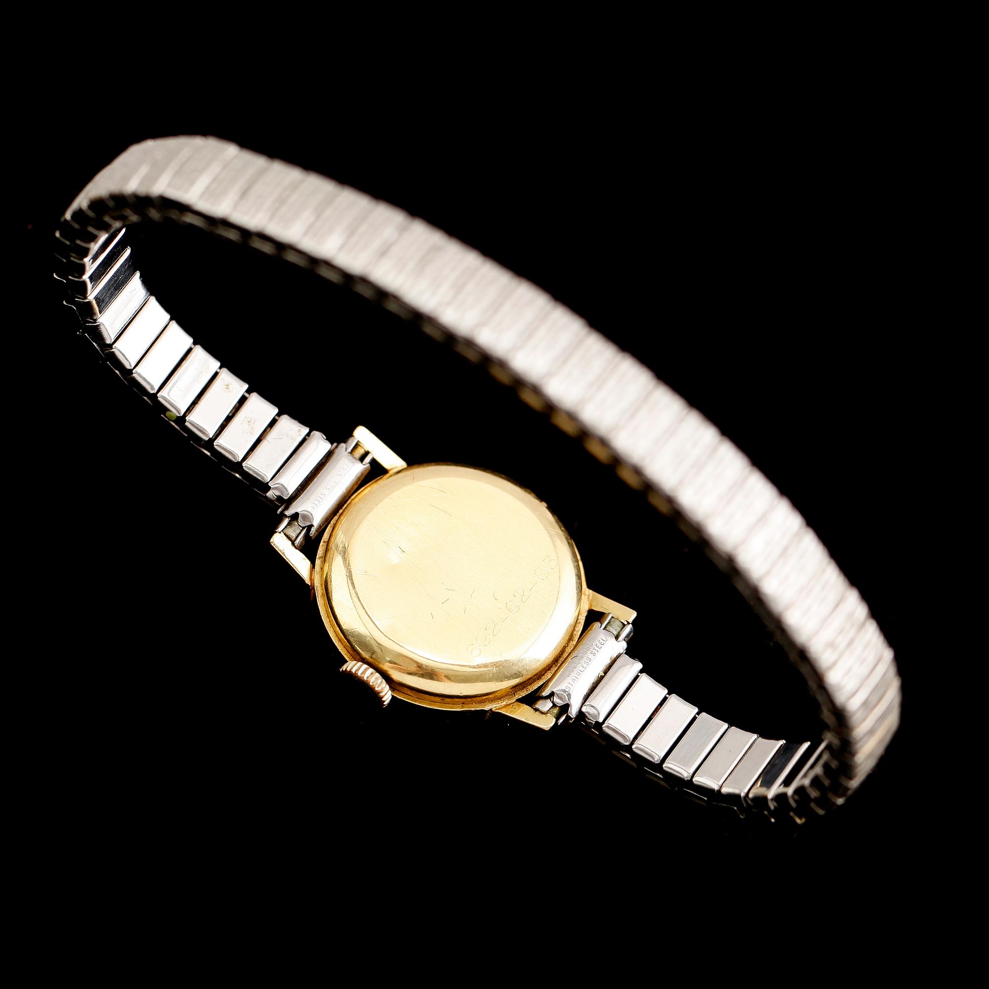 DAMARMBANDSUR, 18 k guld, Enicar, 1900-talets mitt.