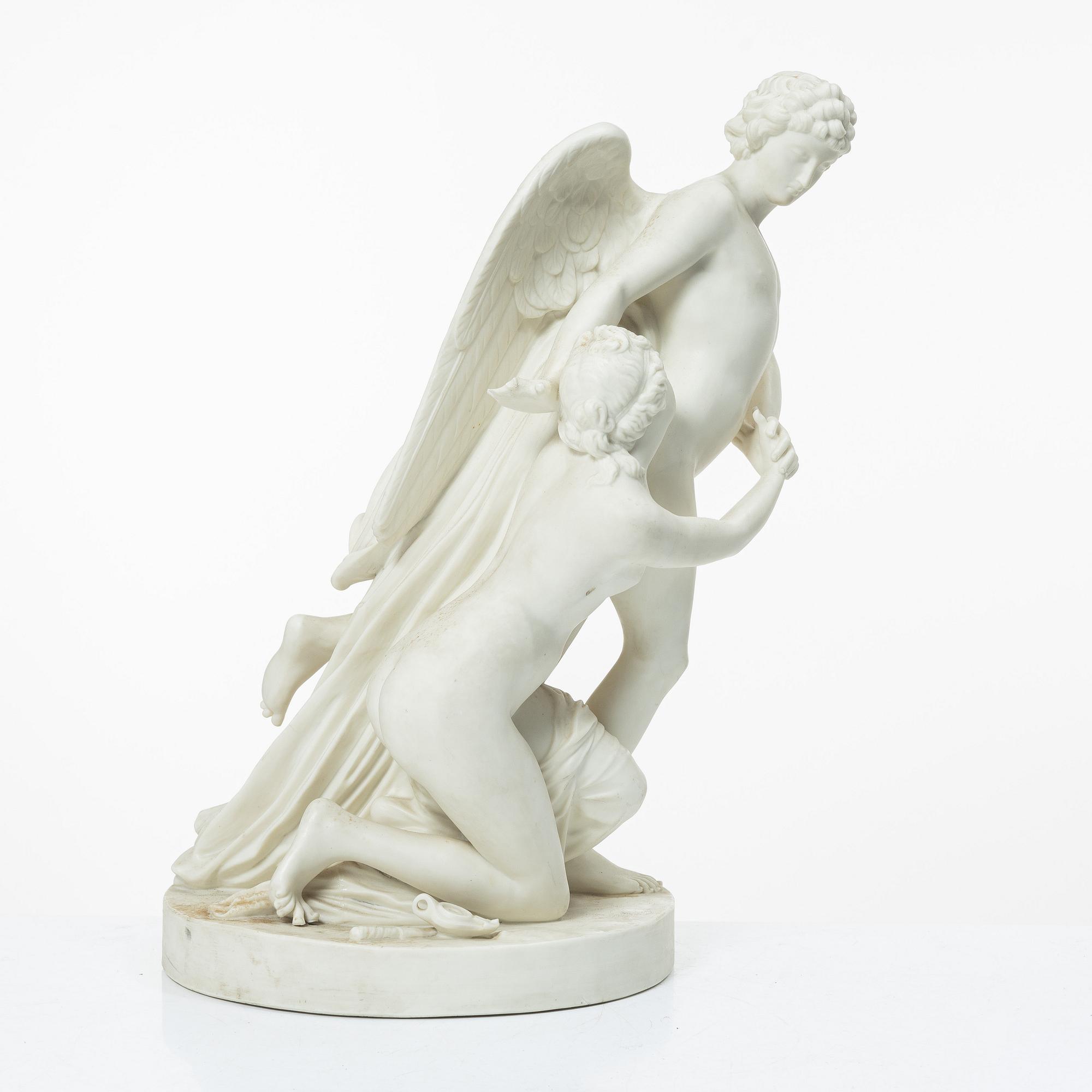 Johan Tobias Sergel, after, "Amor and Psyche", figurine, parian, early 20th century.