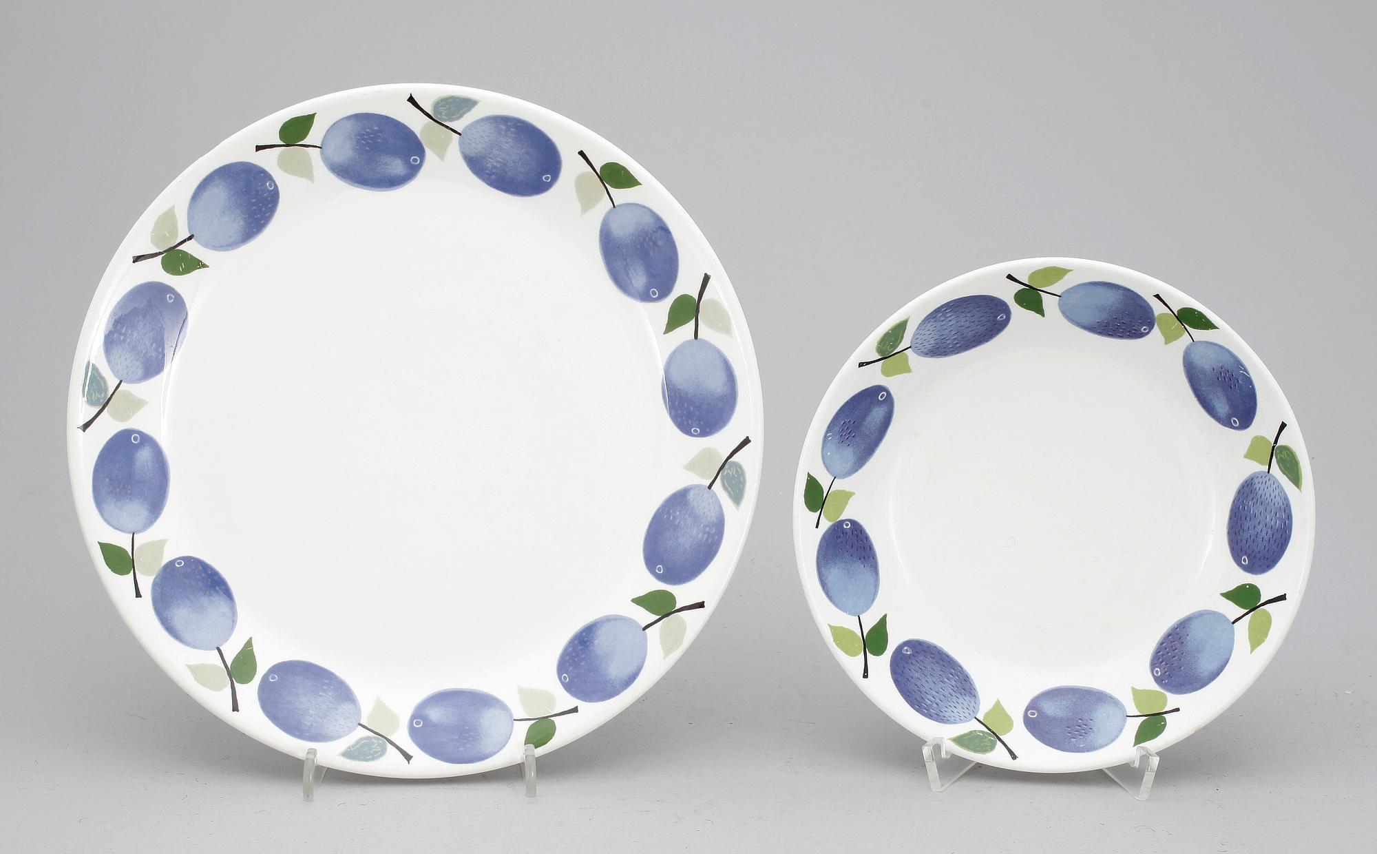 TALLRIKAR, 10 st, flintgods, "Prunus", Stig Lindberg Gustavsberg.