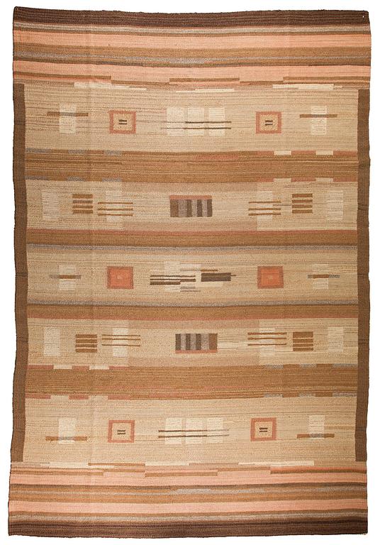 Laila Karttunen, karvalankamatto, Aaltosen Mattokutomo, Kiikka 1930-luku. Noin 300 x 200 cm.