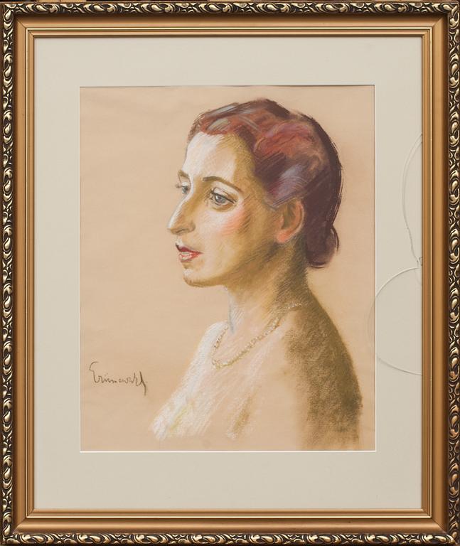 ISAAC GRÜNEWALD, pastell, signerad.